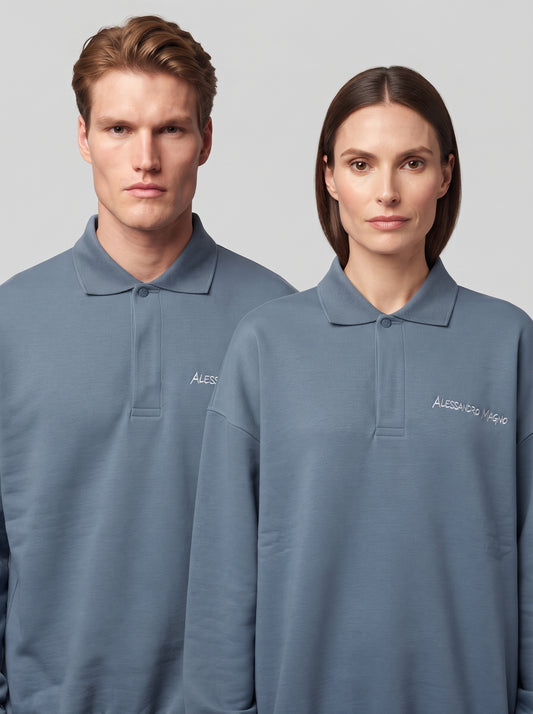 Alessandro Magno FASHION POLO LONGSLEEVE BLUE MIRAGE