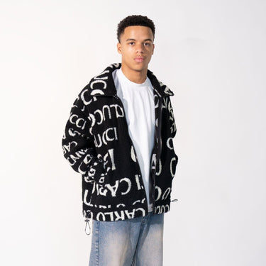 Carlo Colucci - Felljacke mit allover Logo Muster