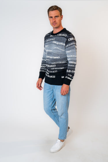 Carlo Colucci - Jacquard Pullover mit Schriftzügen