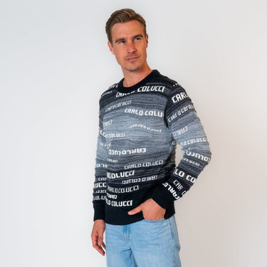 Carlo Colucci - Jacquard Pullover mit Schriftzügen