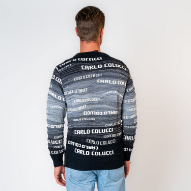 Carlo Colucci - Jacquard Pullover mit Schriftzügen