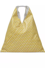 Yellow Faux-Leather Medium Triangle Tote