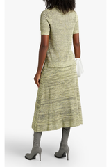 Mélange open-knit silk and cotton-blend midi skirt
