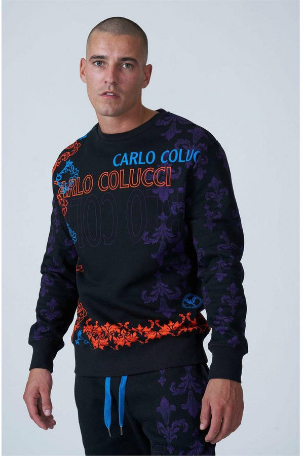 Carlo Colucci - Allover-Print Sweatshirt black - Brands Club