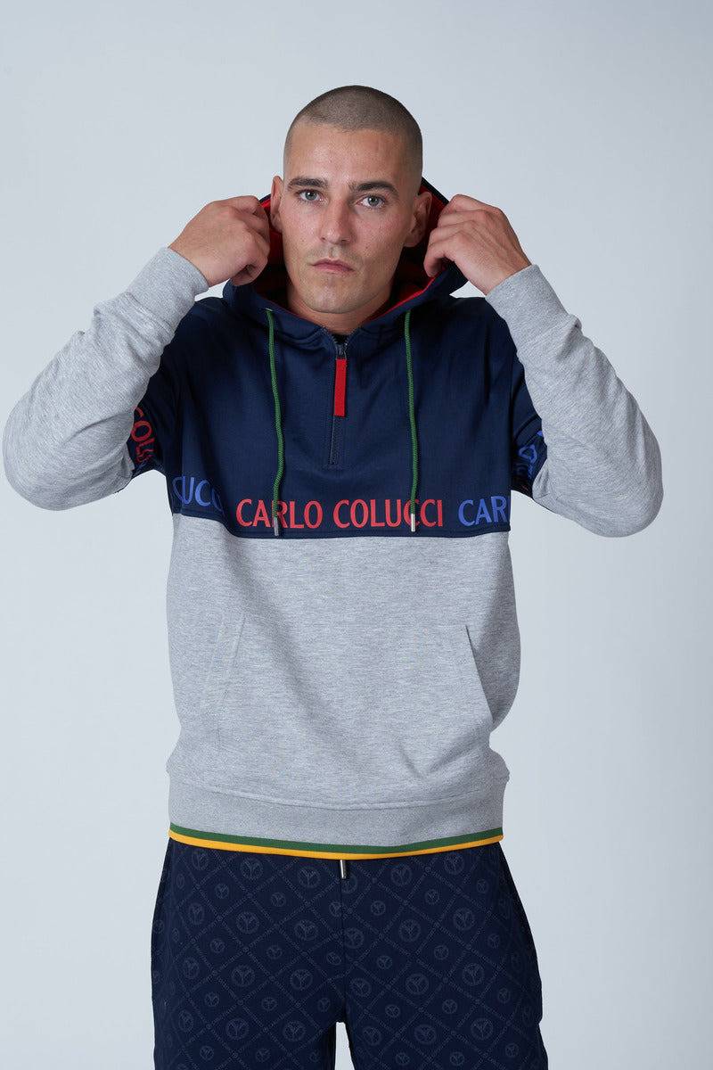 Carlo Colucci - Hoodie Front & Backprint Blau - Brands Club