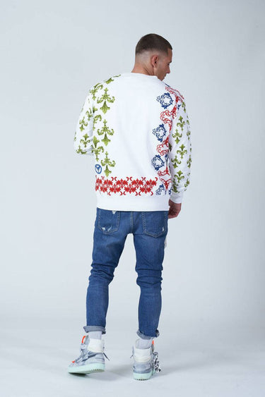 Carlo Colucci - ALLOVER-PRINT SWEATSHIRT White - Brands Club