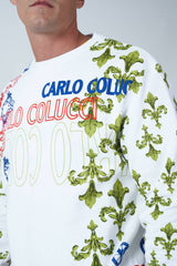 Carlo Colucci - ALLOVER-PRINT SWEATSHIRT White - Brands Club