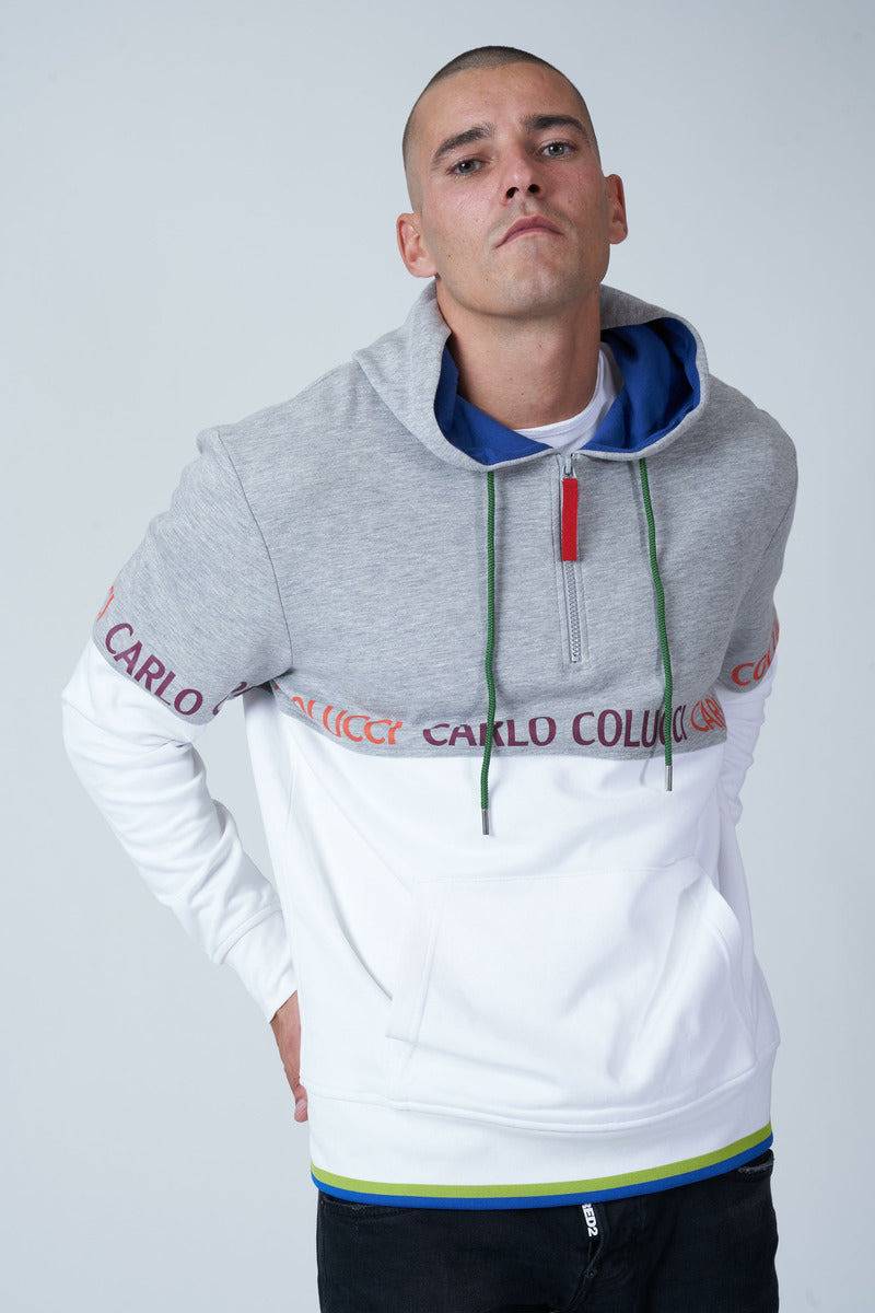 Carlo Colucci - Hoodie Front und Backprint weiß - Brands Club