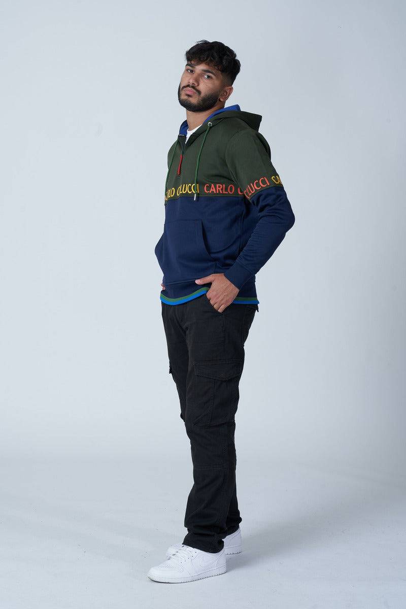 Carlo Colucci - Hoodie Front und Backprint Olive - Brands Club