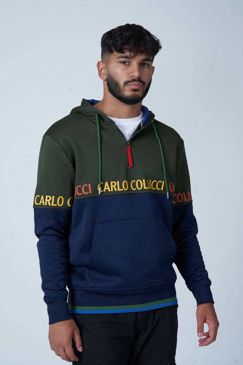 Carlo Colucci - Hoodie Front und Backprint Olive - Brands Club