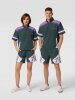 Carlo Colucci Tracksuit T-Shirt - MATCH POINT bottle green - purple - white L