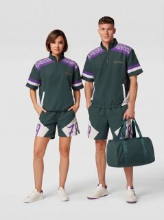 Carlo Colucci Tracksuit Short bottle green - purple - white XL