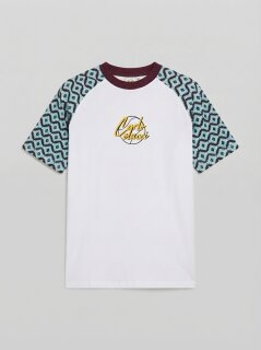 Carlo Colucci T-Shirt white - burgundy - mint green L